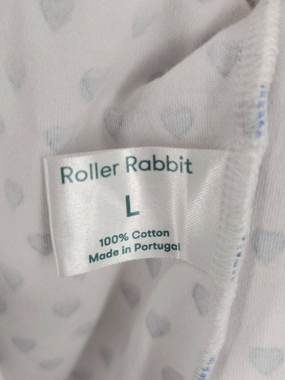 ROLLER RABBIT Blue Hearts Print Pajama Set Short Sleeve Shorts LARGE - Picture 7 of 7